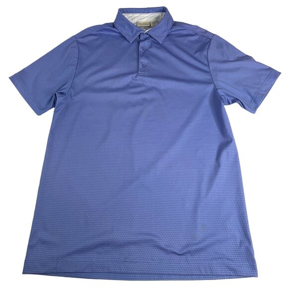 Rorie Whelan Golf Men's Polo Shirt M Blue Polka Dots Polyester Spandex - Picture 1 of 4